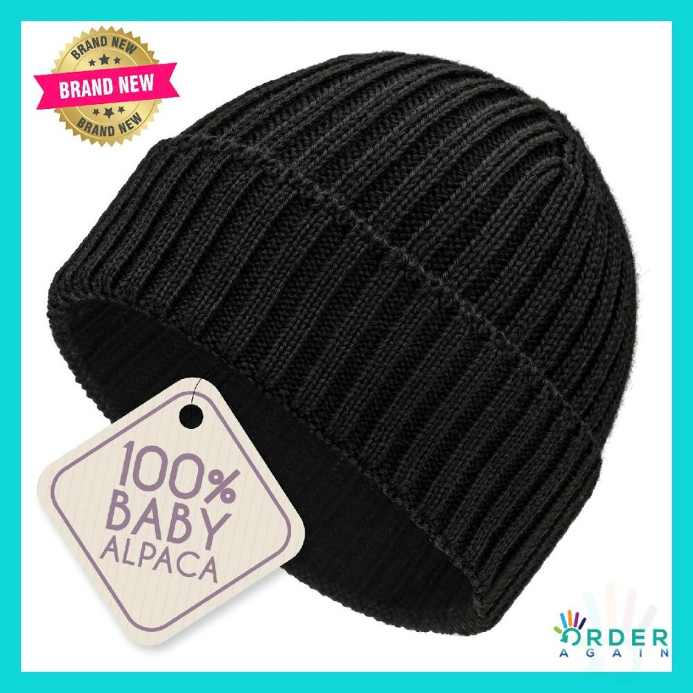 100% Baby Alpaca Wool Unisex Beanie Minimalist Classic Winter Hat